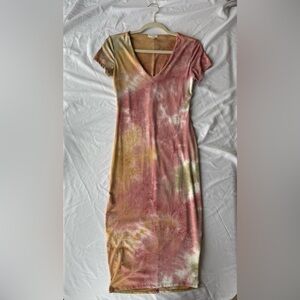 See You Monday tie-dye bodycon midi dress in multicolor